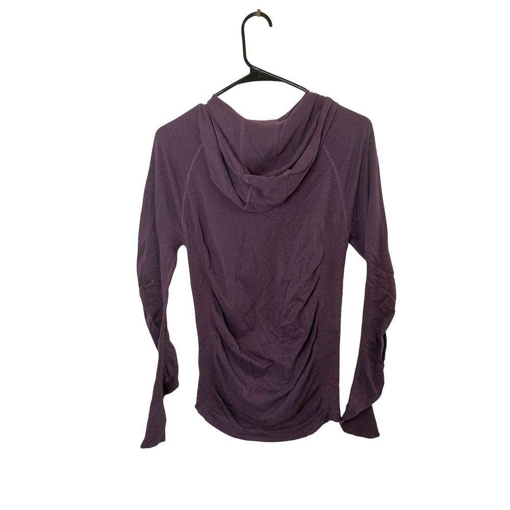 Athleta Womens Purple Shimmer Ruched Full Zip Hooded Seamless Jacket Size M - Picture 3 of 3